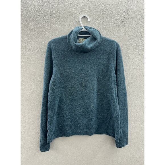 Orvis Womens Sweater Size Medium Blue Wool Blend Turtleneck Pullover - Picture 1 of 10